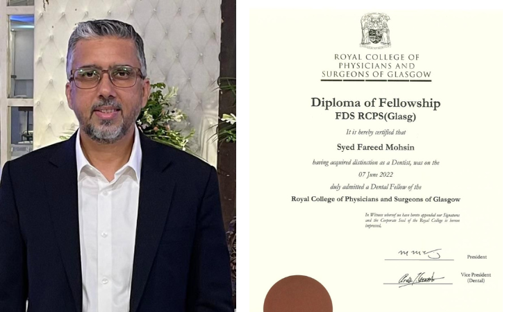 Dr Syed Fareed Mohsin receives Diploma of Fellowship (Glasg)